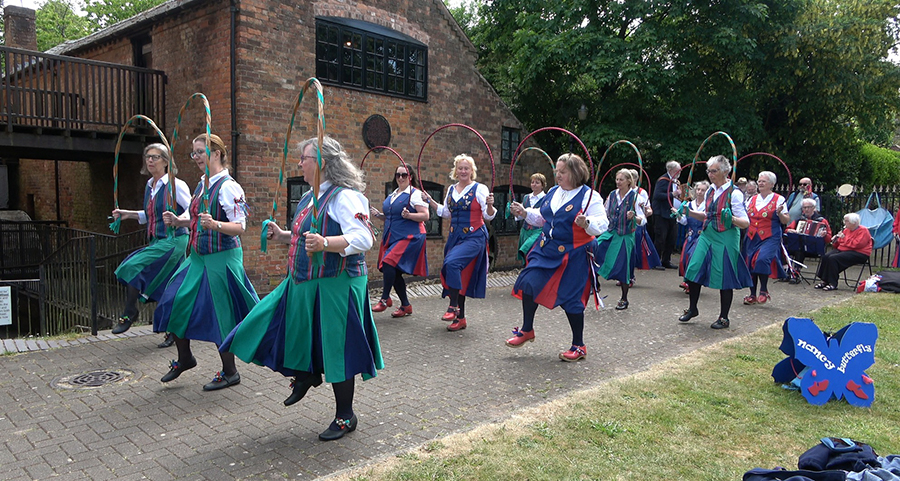 Nancy Butterfly and Appleyard dancers dancing Grenoside, with hoops, together again